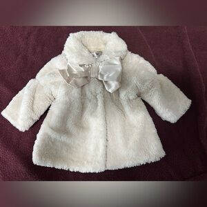 Girl Faux Fur Coat with Bow